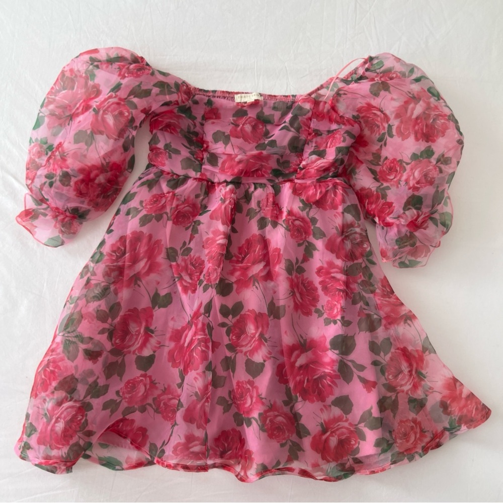 Pink Floral Babydoll Mini Dress ‘Thirty Thirty’ Size M EUC